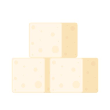 Beyaz soya peyniri. Tofu çizgi film tarzı beyaz arkaplanda izole edilmiş. Vejetaryen beslenme, sağlıklı yiyecekler..