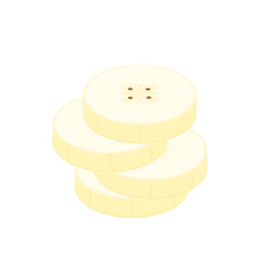 Beyaz arka planda izole edilmiş muz dilimleri. Muz simgesi vektörü.