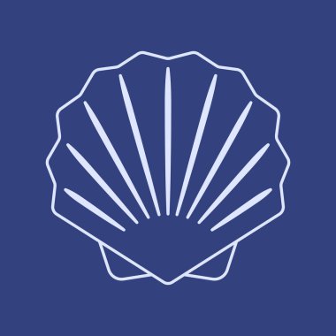 Mavi arkaplanda inci kabuk çizgisi simgesi izole edildi. İnci kabuk simgesi vektörü.