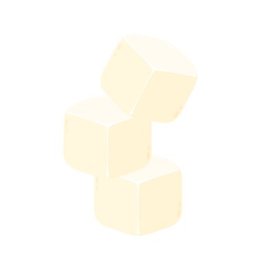 Beyaz soya peyniri. Tofu çizgi film tarzı beyaz arkaplanda izole edilmiş. Vejetaryen beslenme, sağlıklı yiyecekler..