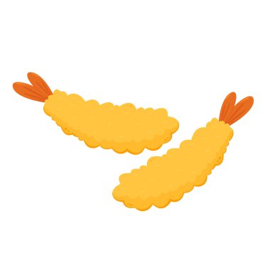 Tempura kızarmış karides vektörü izole edilmiş. Beyaz arkaplanda Tempura kızarmış karides.