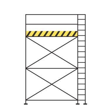 İskele iskelesi. Vektör düz tasarım alüminyum prefabrik yapı iskelesi izole edilmiş beyaz arkaplan.