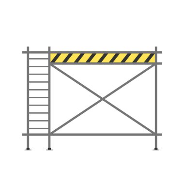 İskele iskelesi. Vektör düz tasarım alüminyum prefabrik yapı iskelesi izole edilmiş beyaz arkaplan.