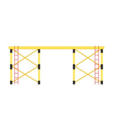 İskele iskelesi. Vektör düz tasarım alüminyum prefabrik yapı iskelesi izole edilmiş beyaz arkaplan.