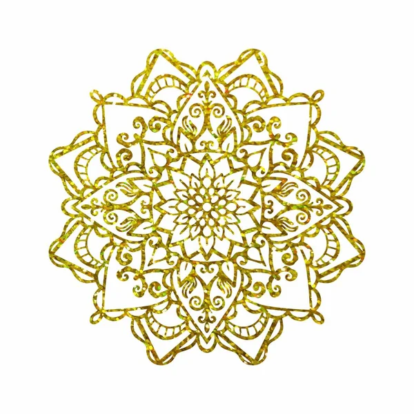 Блестящая Золотая Мандала Геометрический Орнамент Векторный Объект Изолирован Белом Фоне — стоковый вектор