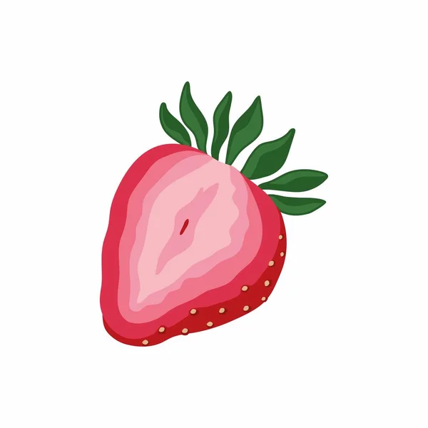 Vektorillustration Von Aufgeschnittenen Erdbeeren Saftige Reife Erdbeeren Halbiert Isoliert Auf — Stockvektor
