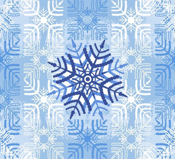 Patrón Sin Costuras Vectorial Copos Nieve Sobre Fondo Azul Suave — Vector de stock