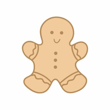 Zencefilli çörek adamın vektör çizimi. Beyaz arka planda izole edilmiş Noel kurabiyeleri. 