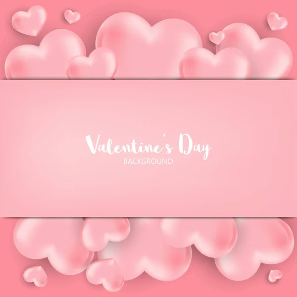 Valentijnsdag Achtergrond Van Vele Roze Hart Met Frame Met Kopieerruimte — Stockvector