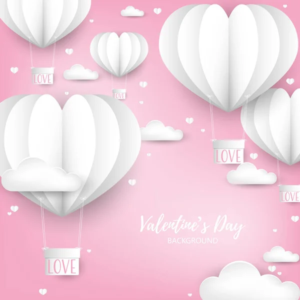 Fondo Del Día San Valentín Grupo Globos Aire Caliente Forma — Vector de stock