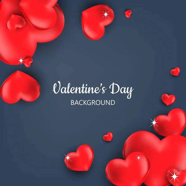 Fondo Del Día San Valentín Grupo Corazones Rojos Marco Sobre — Vector de stock