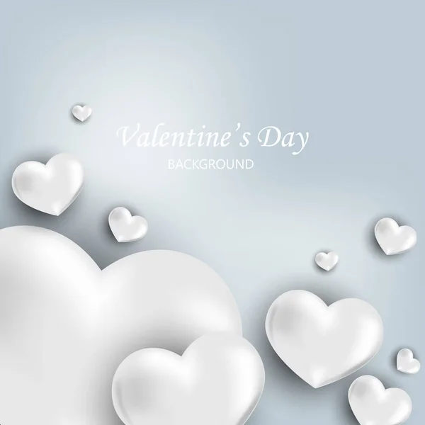День Святого Валентина Група Білих Сердець Сірому Тлі Вашим Копіювальним — стоковий вектор