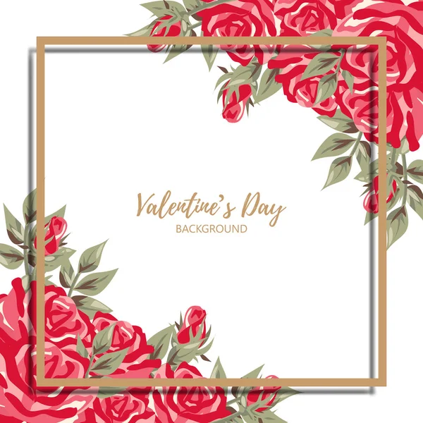 Fondo Del Día San Valentín Ramas Flores Color Rosa Rojo — Vector de stock