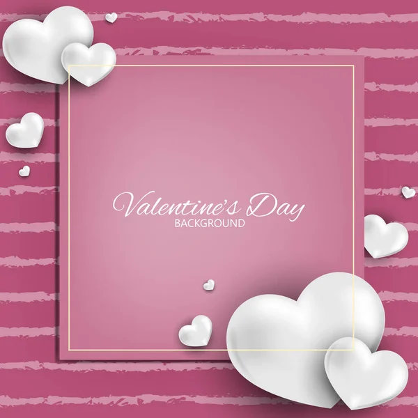 Valentinstag Hintergrund Einer Gruppe Weißer Herzen Auf Rosa Hintergrund Mit — Stockvektor