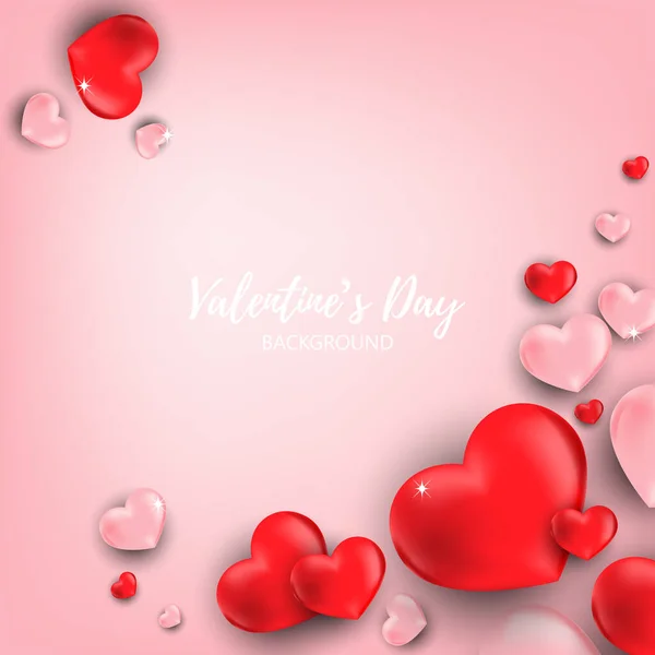 Valentijnsdag Achtergrond Van Een Groep Van Rode Roze Harten Roze — Stockvector