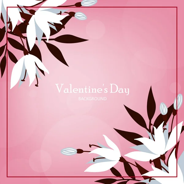 발렌타인데이에 가지가 분홍색 배경에 당신의 공간을 프레임이 사랑과 발렌틴의 날이라는 — 스톡 벡터