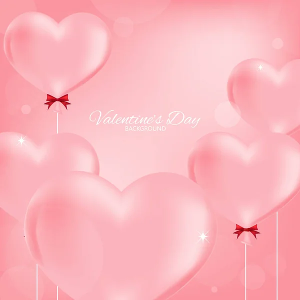 Fondo San Valentín Grupo Globos Forma Corazón Rosa Con Cinta — Archivo Imágenes Vectoriales