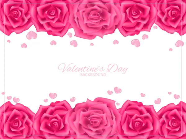 Valentinstag Hintergrund Rosa Rose Blumen Rahmen Mit Vielen Winzigen Rosa — Stockvektor