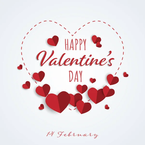 Valentýna Pozadí Mnoha Červených Srdcí Tvaru Srdce Rámu Šťastný Valentýna — Stockový vektor