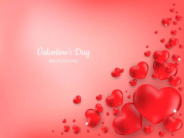 Valentijnsdag Achtergrond Van Vele Rode Harten Frame Licht Rode Kleur — Stockvector