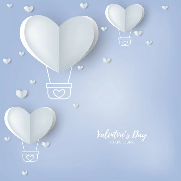 Valentinstag Hintergrund Der Herzform Heißluftballons Mit Gefüttertem Muster Und Viele — Stockvektor