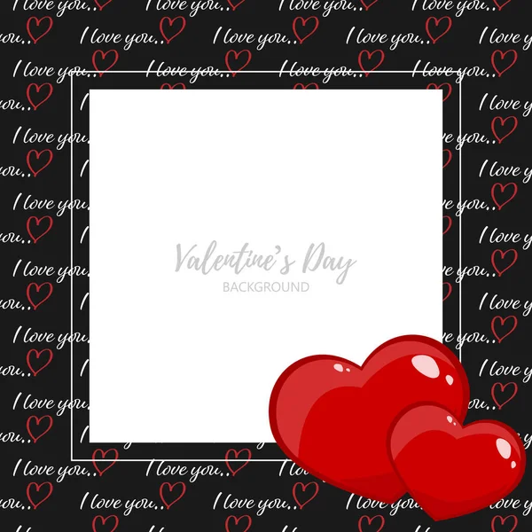 Valentinstag Hintergrund Von Roten Herzen Und Weißem Rahmen Für Ihren — Stockvektor
