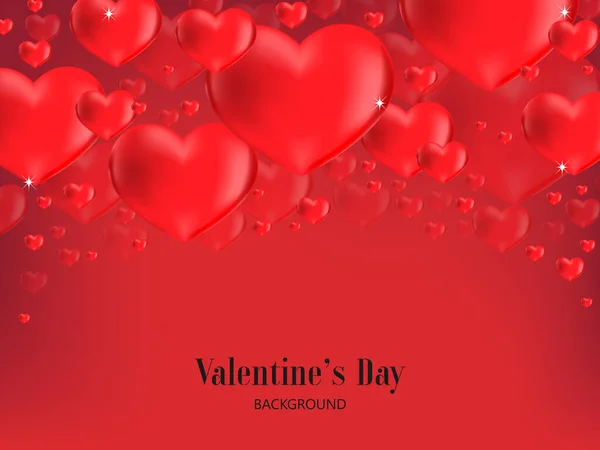 Fond Saint Valentin Nombreux Cœurs Rouges Sur Fond Rouge Avec — Image vectorielle