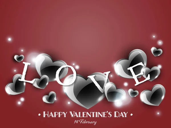 Valentinstag Hintergrund Der Leuchtenden Herzen Rund Die Liebe Text Mit — Stockvektor