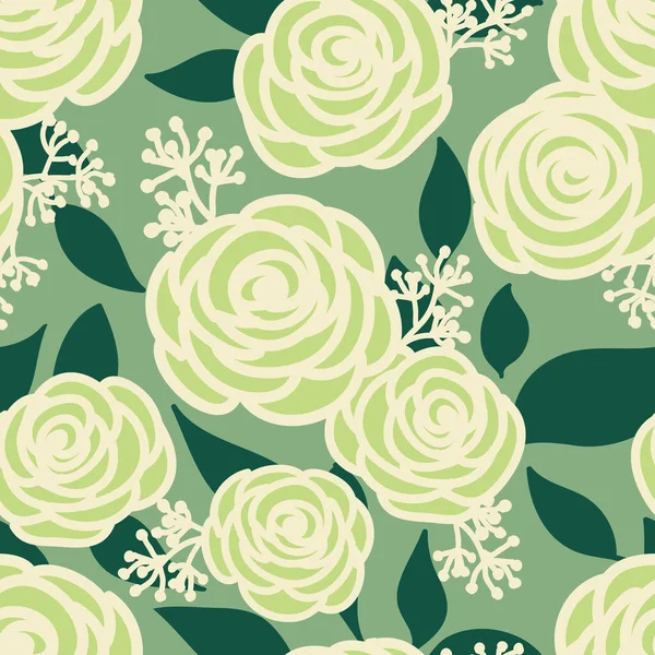 Lindo Patrón Floral Sin Costuras Rosa Tonos Verdes Claros Diminutas — Vector de stock