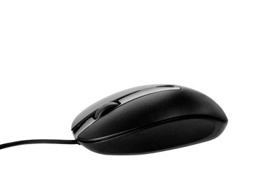 beyaz arkaplanda siyah bilgisayar faresi