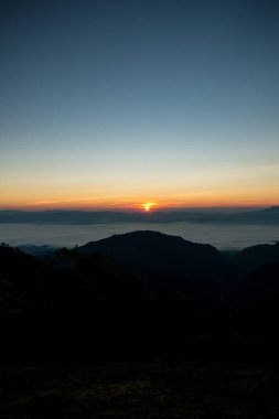 Mountain scenery in sunrise. Photo taken from Doi Ang Khang, Chiang Mai, Thailand