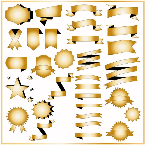 Золото Срібло Новий Рік 2021 Елементи Набору Стрічок Написів Зірки — стоковий вектор