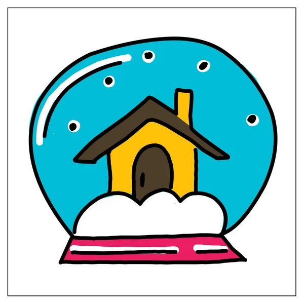 Icone Doodle Ambientate Stile Capodanno Natale Disegnato Mano Disegni Colori — Vettoriale Stock