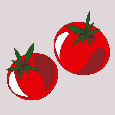 Olgun kırmızı domatesler, kiraz domatesleri. Sebzeler. Vejetaryenlik, vejetaryenlik, çiğ gıda diyeti, düzgün beslenme. Vektör izole nesneler.