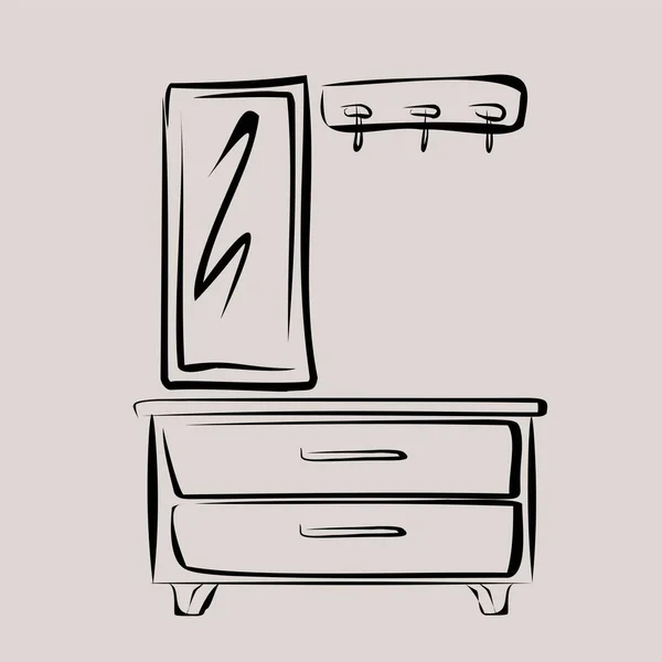 キッチン リビングルーム ベッドルーム ソファ アームチェア ワードローブ 引き出しの胸 テレビ シャンデリア 家具やインテリアアクセサリーのセットの一部 — ストックベクタ