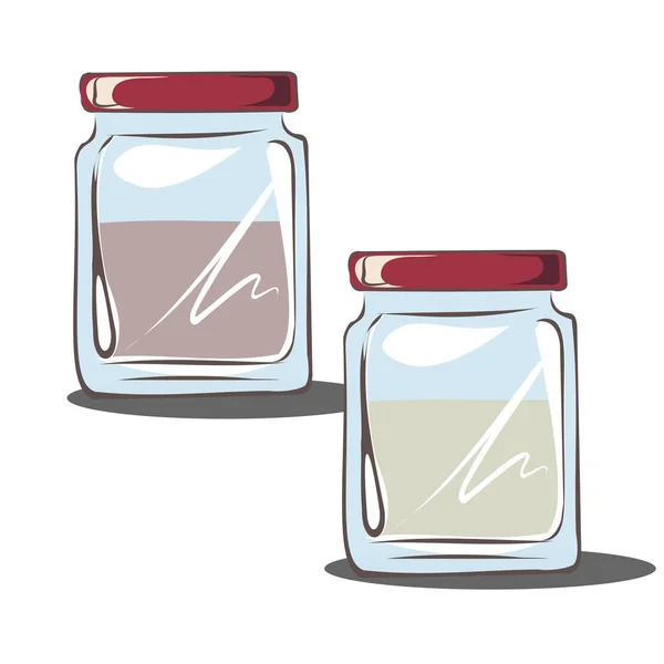Glazen Potten Voor Specerijen Granen Kruiden Bulkproducten Suiker Realistisch Glazen — Stockvector