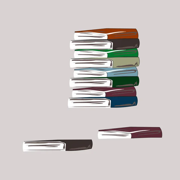 Une Pile Livres Multicolores Lecture Éducation Études Objets Vectoriels Isolés — Image vectorielle