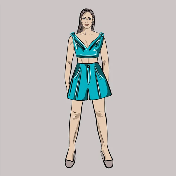 Chica Muñeca Con Juego Ropa Cápsula Básica Armario Para Una — Vector de stock