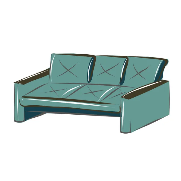 Uppsättning Möbler För Vardagsrum Och Sovrum Emerald Soffa Och Fåtölj — Stock vektor