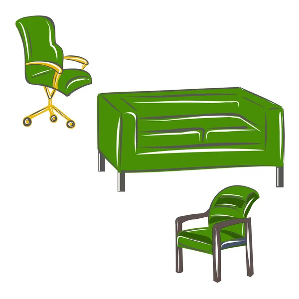 Sada Křesel Židlí Jiném Stylu Klasika Podkroví Pracovní Židle Interiéry Stock Vektory