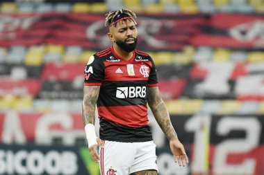Rio de Janeiro, Brezilya, 6 Ocak 2021 Flamengo takımından futbolcu Gabriel Gabigol, Brezilya Maracan Stadyumu 'nda oynanan Flamengo x Fluminense maçı sırasında.