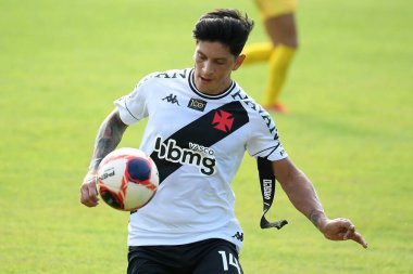 Xerm, Rio de Janeiro, Brezilya, 27 Mart 2021 Vasco takımının Alman Cano futbolcusu, Vasco x Madureira maçında Carioca şampiyonası için Los Larios Stadyumu 'nda..