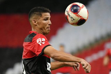 Rio de Janeiro, Brezilya, 14 Mart 2021 Flamengo takımından Thiaguinho, Carioca şampiyonası için oynanan Flamengo x Fluminense maçı sırasında.