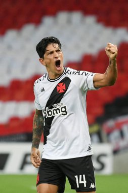 Rio de Janeiro, Brezilya, 15 Nisan 2021 Vasco takımından futbolcu Germn Cano, Maracan Stadyumu 'ndaki Carioca şampiyonası için oynanan Flamengo x Vasco maçında golünü kutluyor..
