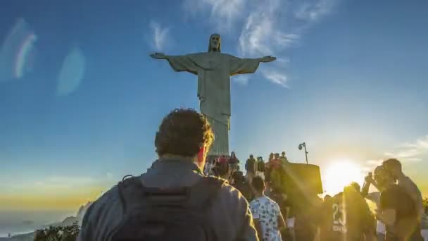 Rio Janeiro Brezilya Mayıs Gün Batımı Rio Janeiro Şehrinde Corcovado — Stok video