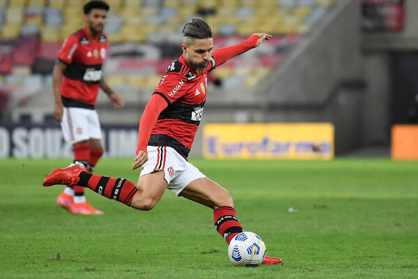 Rio de Janeiro, Brazil, July 29, 2021.Soccer player, Diego from Flamengo team, during the Flamengo x ABC game, for the Brazil Cup at Maracan stadium.
