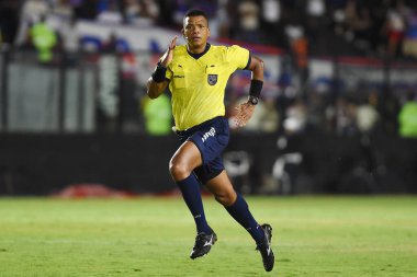 Rio de Janeiro, Brezilya, 16 Ocak 2026. Futbol hakemi Bruno Mota, Vasco ve Maric maçında, Campeonato Carioca için, So Janurio Stadyumu 'nda.