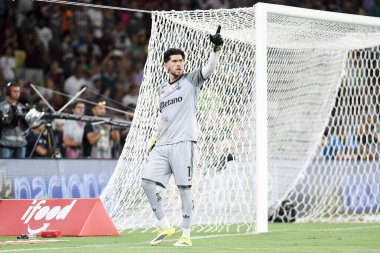 Rio de Janeiro, Brezilya, 8 Mart 2026. Flamengo futbol takımının kalecisi Rossi, Fluminense-Flamengo maçı sırasında, Carioca Şampiyonası için, Maracan Stadyumu 'nda..
