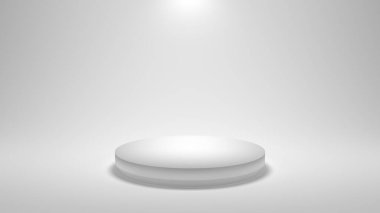 Beyaz tarafsız arka plan kaidesi. 3D çizim, 3D çizim. Minimalizm soyut. Ürünler için.