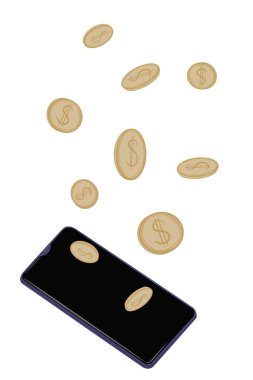 İnternet siteleri ve dergiler için internet üzerinden para kazandığını gösteren illüstrasyon 